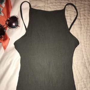 Wilfred by Aritzia Ribbed Neutral Green Bodysuit